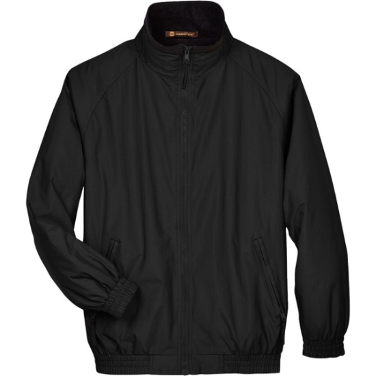 Custom Unisex Fleece Lined Nylon Jacket Black/ Black
