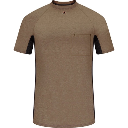 Custom Mens FR Two-Tone Base Layer with Concealed Chest Pocket- EXCEL FR Khaki