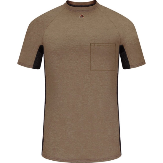 Custom Mens FR Two-Tone Base Layer with Concealed Chest Pocket- EXCEL FR Khaki
