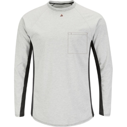 Custom Mens Long Sleeve FR Two-Tone Base Layer with Concealed Chest Pocket - EXCEL FR Grey