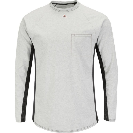 Custom Mens Long Sleeve FR Two-Tone Base Layer with Concealed Chest Pocket - EXCEL FR Grey