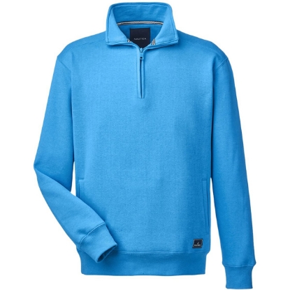 Custom Mens Anchor Fleece Quarter-Zip Pullover Azure Blue