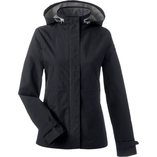 Custom Womens Voyage Hooded Rain Jacket Black