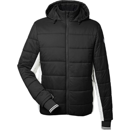 Custom Mens Nautical Mile Hooded Puffer Jacket Black/ Antique White