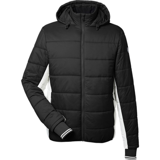 Custom Mens Nautical Mile Hooded Puffer Jacket Black/ Antique White