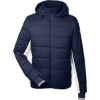 Custom Mens Nautical Mile Hooded Puffer Jacket Navy/ Antique White