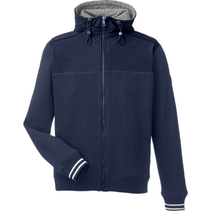 Custom Mens Navigator Fleece Hooded Full-Zip Jacket Navy