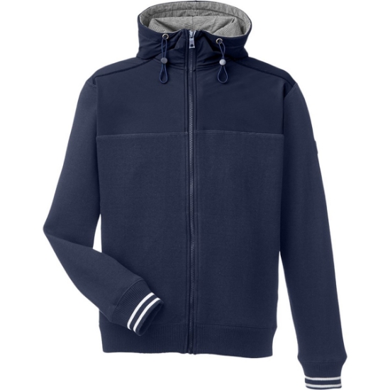 Custom Mens Navigator Fleece Hooded Full-Zip Jacket Navy