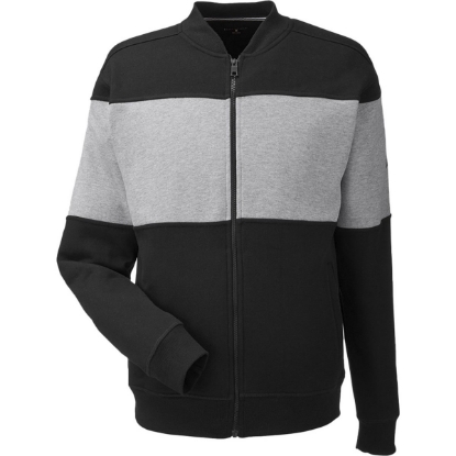 Custom Unisex Anchor Fleece Colorblocked Bomber Jacket Black/ Oxford Heather