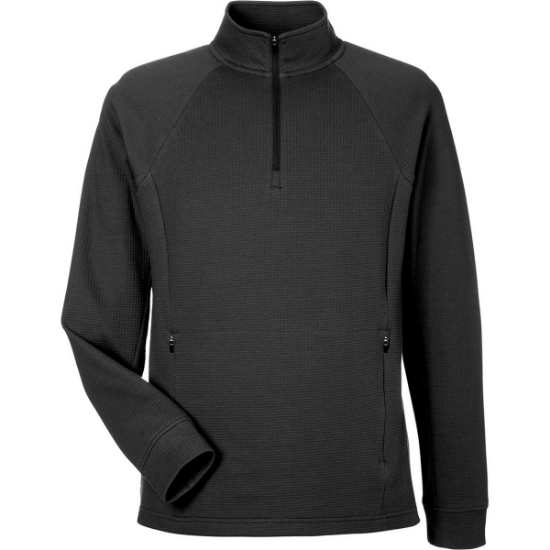 Custom Mens Rhythm Waffle Quarter-Zip Pullover Black