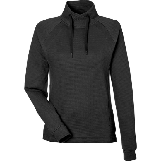 Custom Womens Rhythm Waffle Cross-Neck Pullover Black