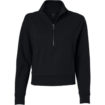 Custom Womens Mantra Half-Zip Ottoman Pullover Black