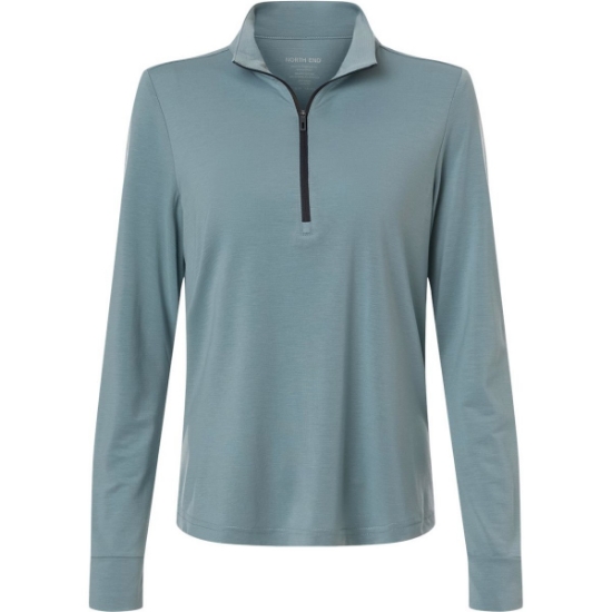 Custom Womens JAQ Stretch Performance Quarter-Zip Opal Blue/ Carbon