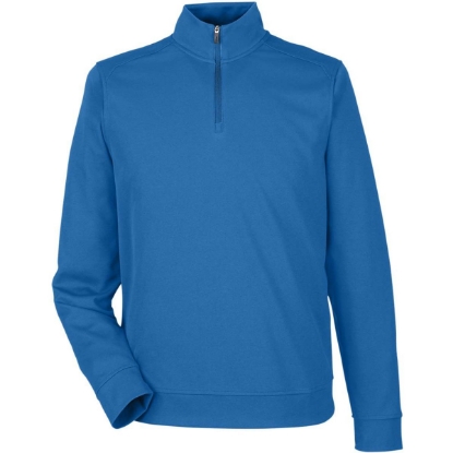 Custom Mens Express Tech Performance Pique Quarter-Zip Pullover Light Nautical Blue