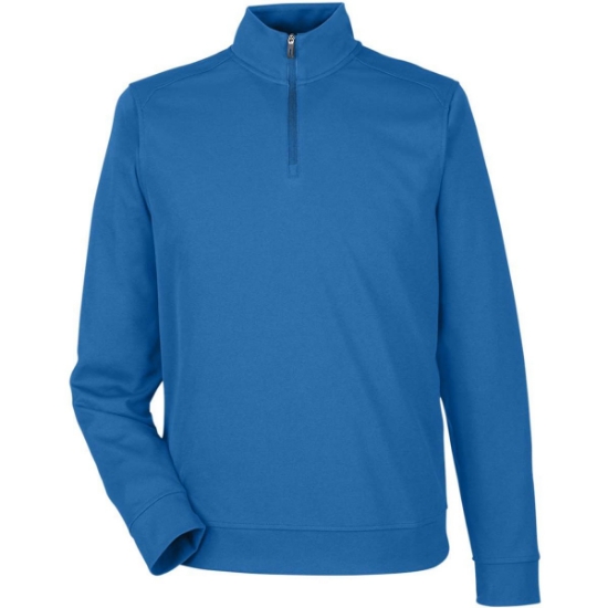 Custom Mens Express Tech Performance Pique Quarter-Zip Pullover Light Nautical Blue