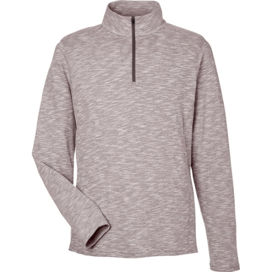 Custom Mens Eclipse Jacquard Quarter-Zip Pullover Burgundy Heather