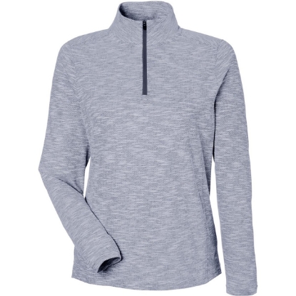Custom Womens Eclipse Jacquard Quarter-Zip Pullover Classic Navy Heather