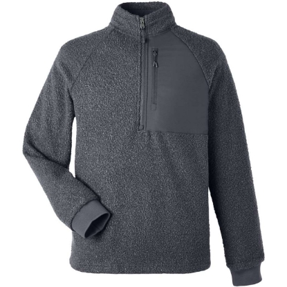 Custom Mens Aura Sweater Fleece Quarter-Zip Pullover Carbon/ Carbon