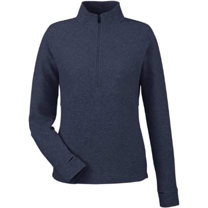 Custom Womens Spirit Textured Quarter-Zip Pullover Classic Navy Heather