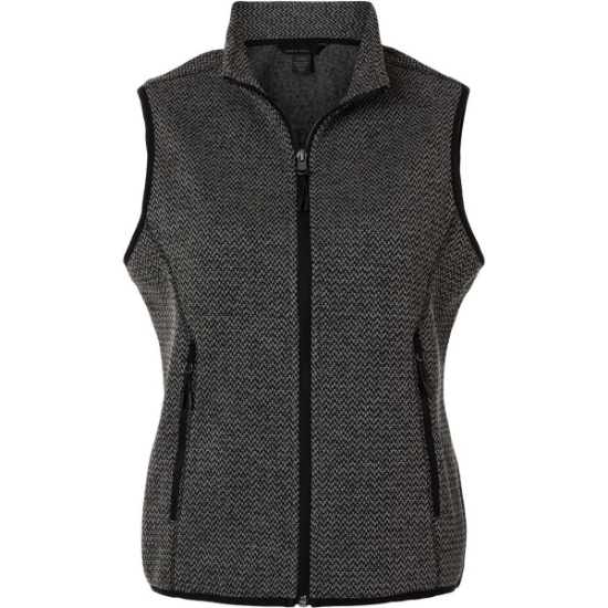 Custom Womens Jasper Jacquard Fleece Vest Black/ Grey