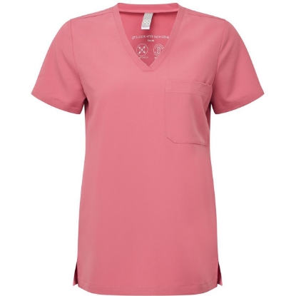 Custom Womens Limitless V-Neck Stretch Scrub Top Calm Pink