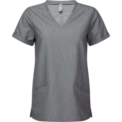 Custom Womens Invincible V-Neck Stretch Scrub Top Dynamo Grey