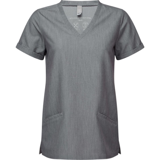 Custom Womens Invincible V-Neck Stretch Scrub Top Dynamo Grey