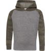 Custom Toddler Special Blend Hooded Raglan Sweatshirt Nickel Heather/ Forest Camo