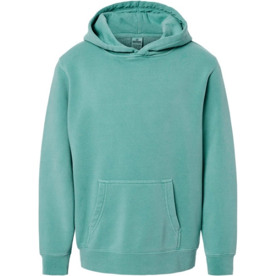 Custom Youth Midweight Pigment-Dyed Hooded Sweatshirt Pigment Mint