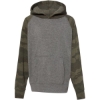 Custom Youth Lightweight Special Blend Raglan Hooded Sweatshirt Nickel Heather/ Forest Camo