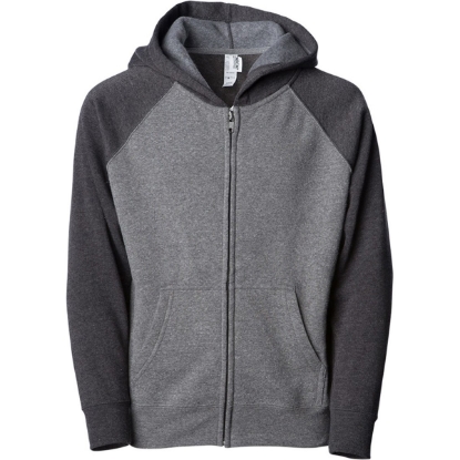 Custom Youth Lightweight Special Blend Raglan Zip Hood Nickel/ Carbon