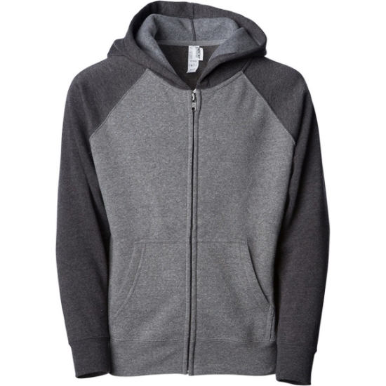 Custom Youth Lightweight Special Blend Raglan Zip Hood Nickel/ Carbon