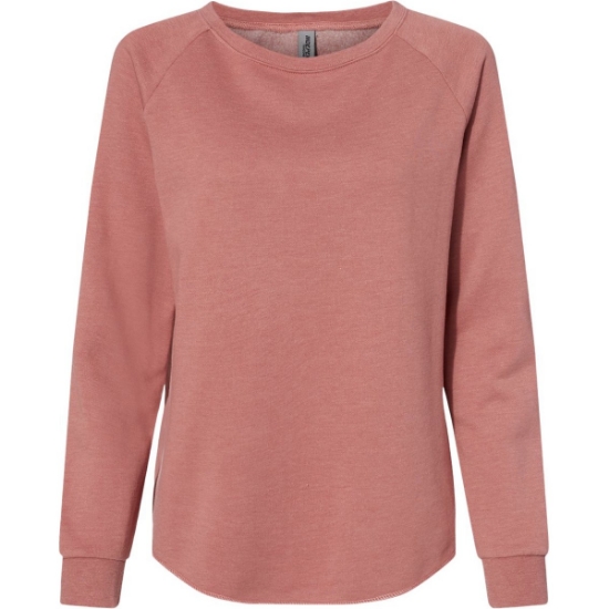 Custom Womens California Wave Wash Crewneck Sweatshirt Dusty Rose