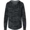 Custom Women’s Lightweight California Wave Wash Hooded Sweatshirt Black Camo Heather