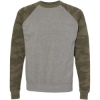 Custom Unisex Special Blend Raglan Crewneck Sweatshirt Nickel Heather/ Forest Camo