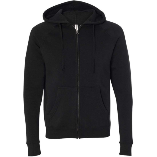 Custom Unisex Special Blend Raglan Full-Zip Hooded Sweatshirt Black