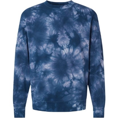 Custom Unisex Midweight Tie-Dyed Crewneck Sweatshirt Tie Dye Navy