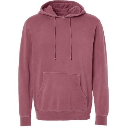 Custom Unisex Midweight Pigment-Dyed Hooded Sweatshirt Pigment Maroon