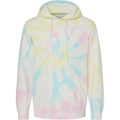 Custom Unisex Midweight Tie-Dyed Hooded Sweatshirt Tie Dye Sunset Swirl
