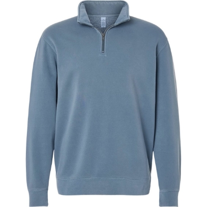 Custom Unisex Pigment-Dyed Quarter-Zip Pullover Pigment Slate Blue