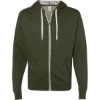 Custom Unisex Heathered French Terry Full-Zip Hooded Sweatshirt Olive Heather