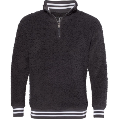 Custom Unisex Varsity Sherpa Quarter-Zip Pullover Charcoal