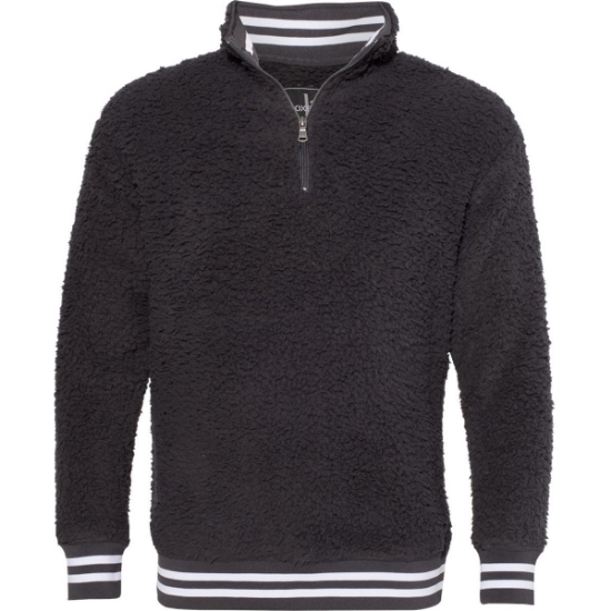 Custom Unisex Varsity Sherpa Quarter-Zip Pullover Charcoal