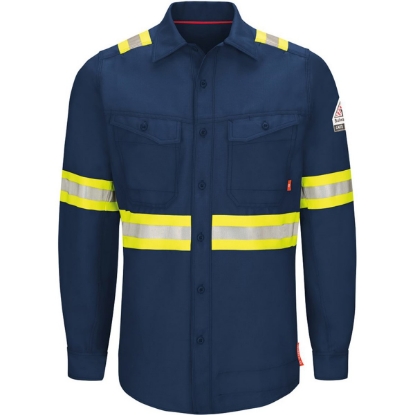 Custom Mens Tall iQ Series® Endurance Enhanced-Vis Work Shirt Navy