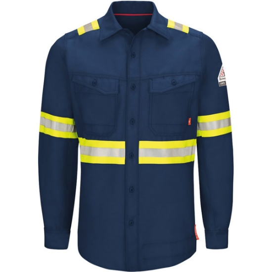 Custom Mens Tall iQ Series® Endurance Enhanced-Vis Work Shirt Navy