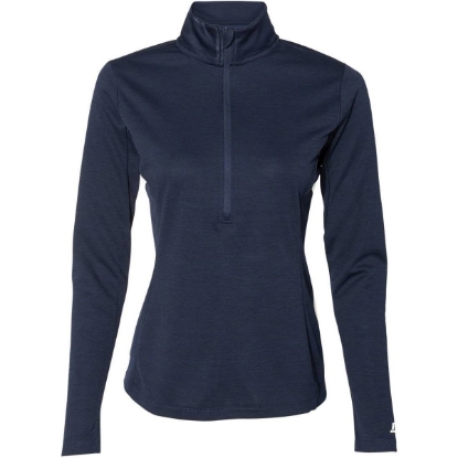 Custom Womens Striated Quarter-Zip Pullover Navy