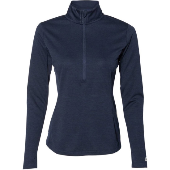 Custom Womens Striated Quarter-Zip Pullover Navy