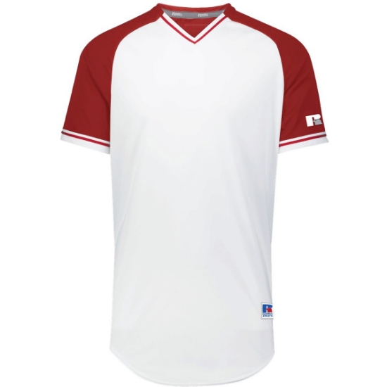 Custom Youth Classic V-Neck Jersey White/ True Red/ White