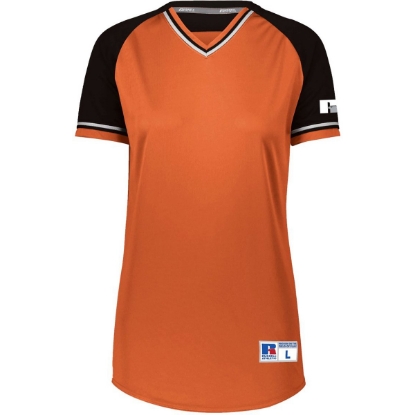Custom Womens Classic V-Neck Jersey Burnt Orange/ Black/ White