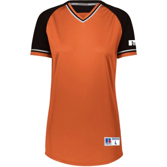 Custom Womens Classic V-Neck Jersey Burnt Orange/ Black/ White